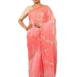 Dusky Pink Chiffon Saree with All-Over Aari Sequin Work | Viscose Chiffon | Jaipurio Shaded Saree